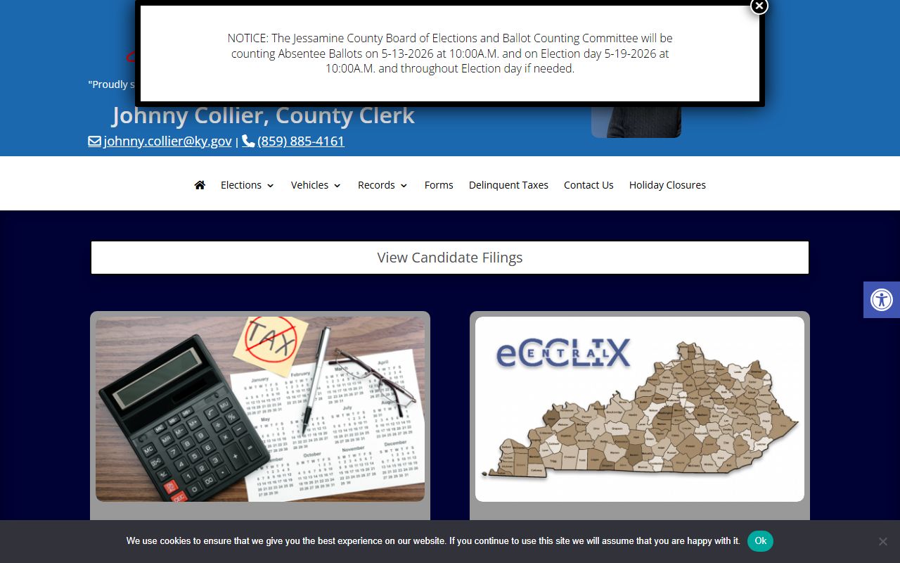 Jessamine County Clerk site separate from Circuit Court Clerk records