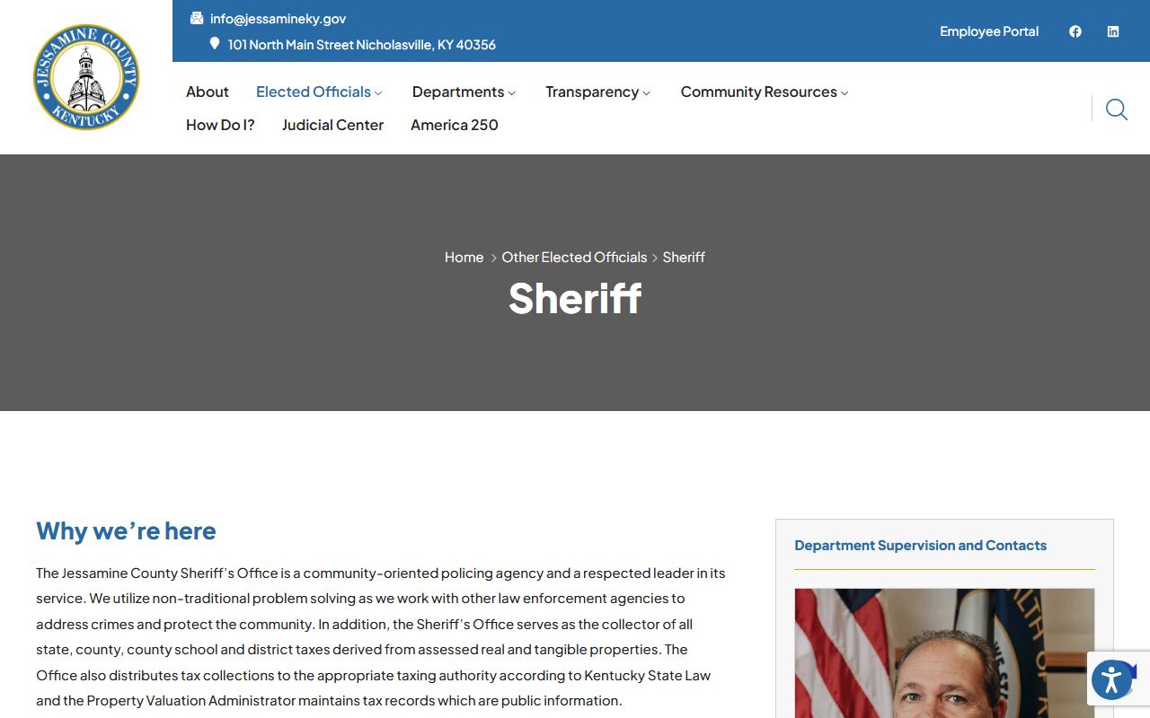 Jessamine County arrest records and sheriff contact channel