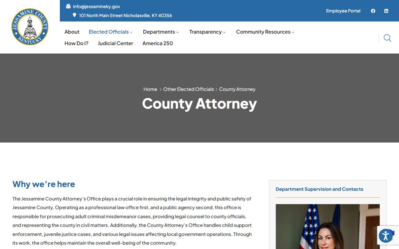 Jessamine County criminal court records County Attorney prosecution page