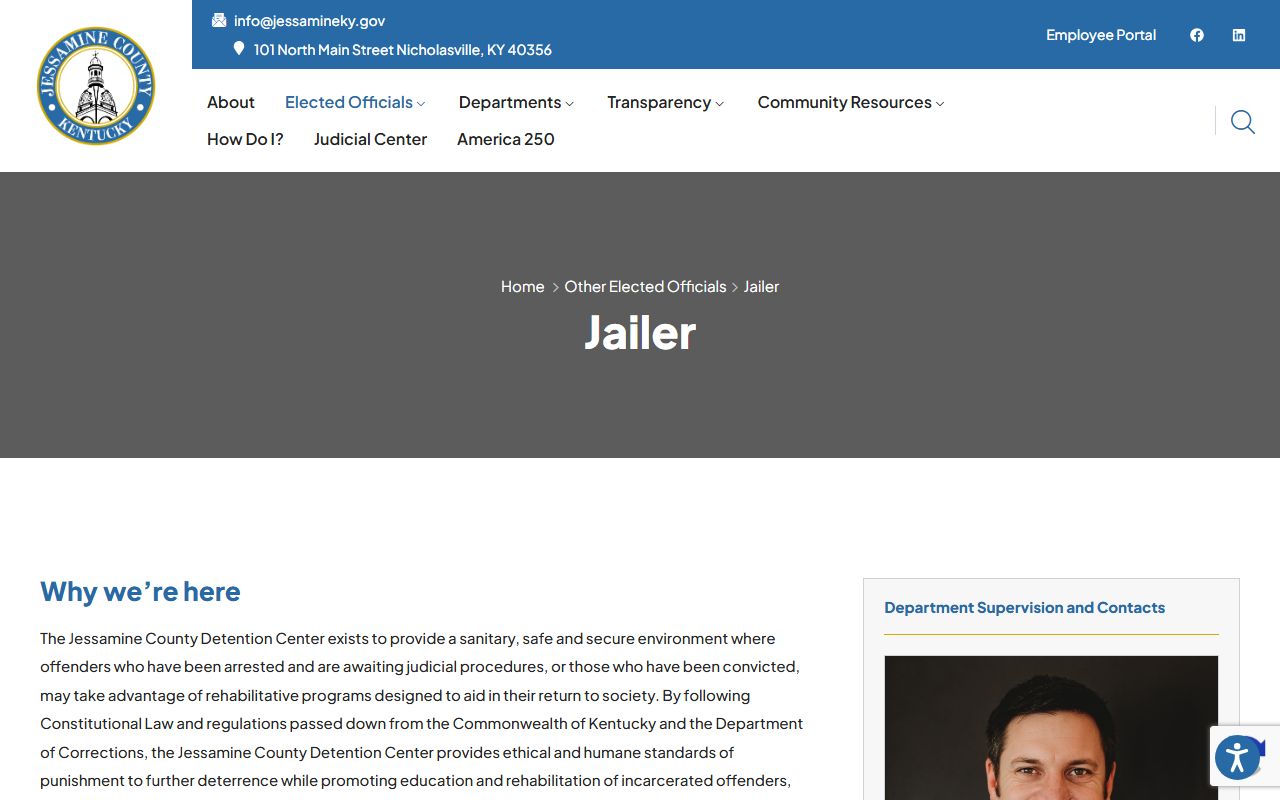 Jessamine County warrant search and jailer contact channel